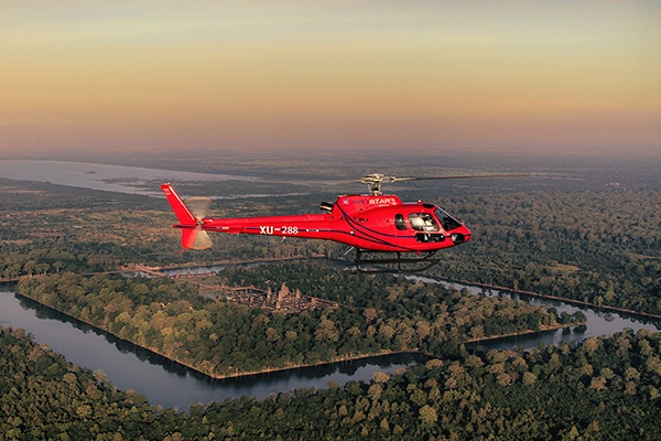 Helicopter at Angkor wat